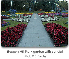 Beacon Hill Park garden with sundial